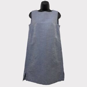 GINGER Blue Linen Blend Sleeveless Chambray Dress Size 38 Made in Romania